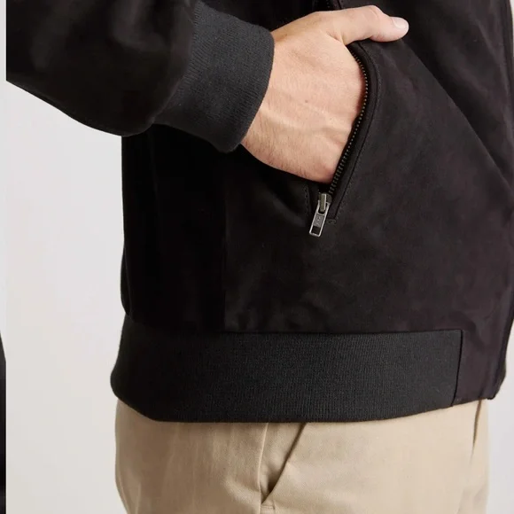 NWT Quince Black 100% GOAT Suede Bomber Jacket, size small - Picture 4 of 12